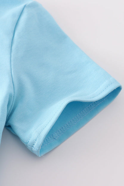 Blue fish applique bubble - Cloudling Kids Clothing