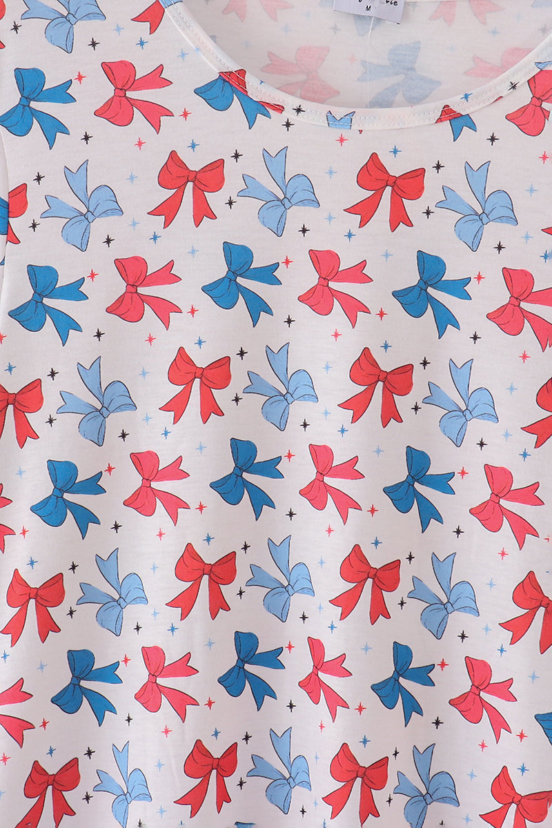 Bow applique print mom&me dress - Cloudling Kids Clothing