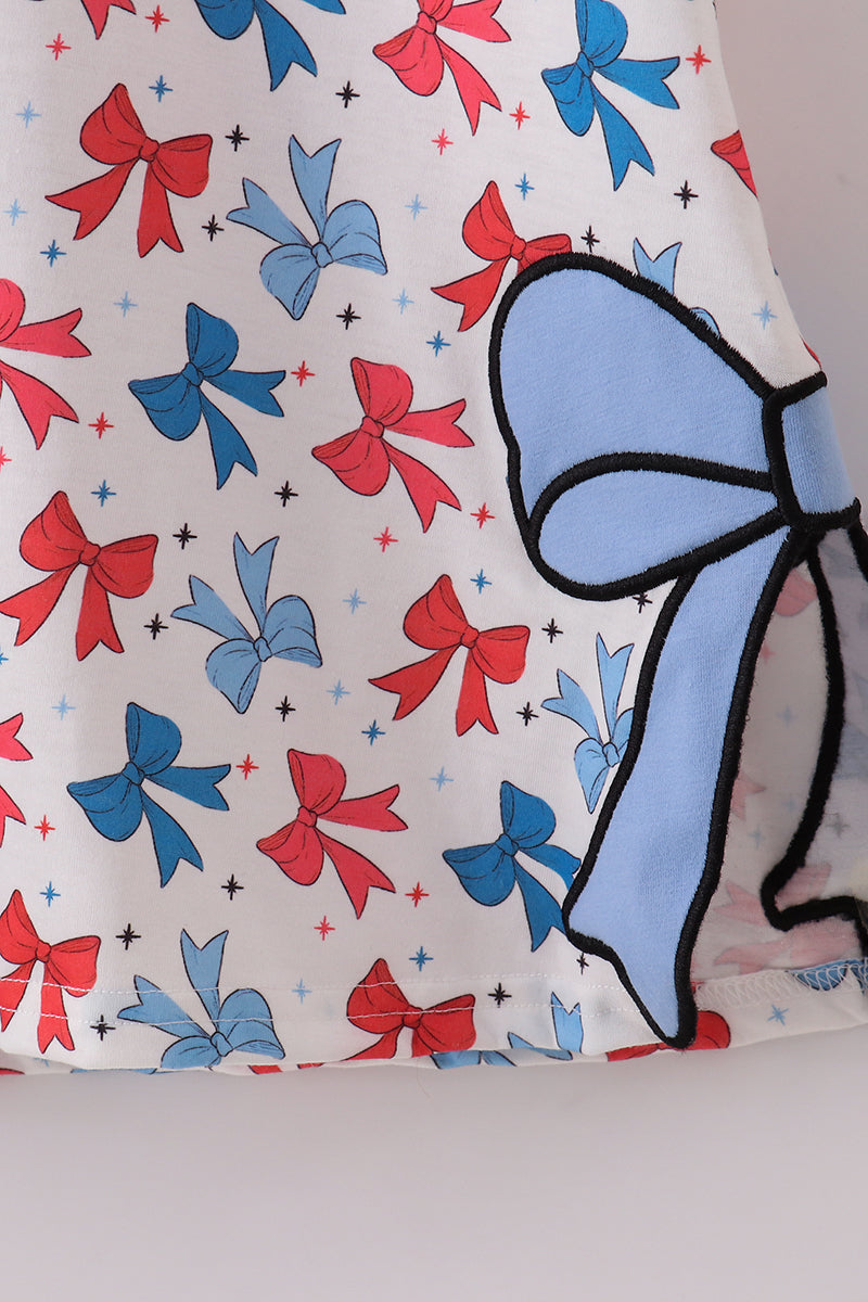 Bow applique print mom&me dress - Cloudling Kids Clothing
