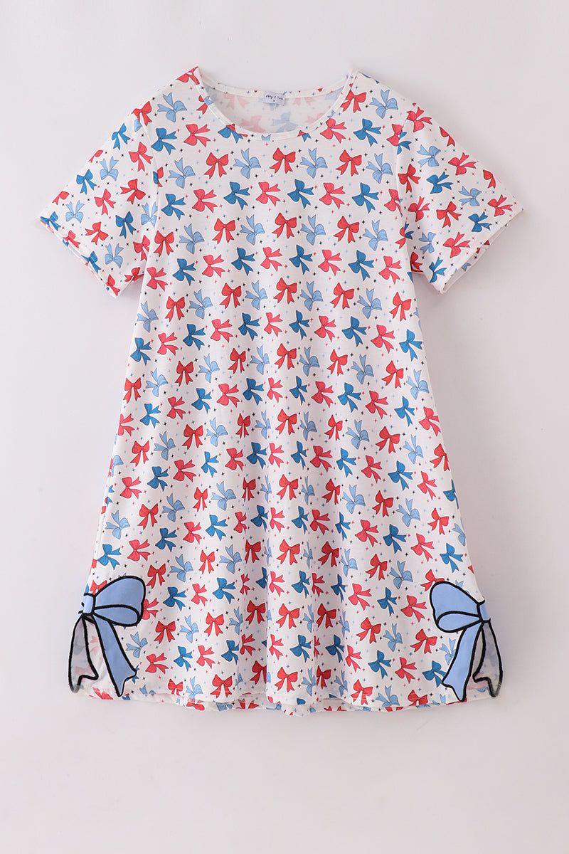 Bow applique print mom&me dress - Cloudling Kids Clothing
