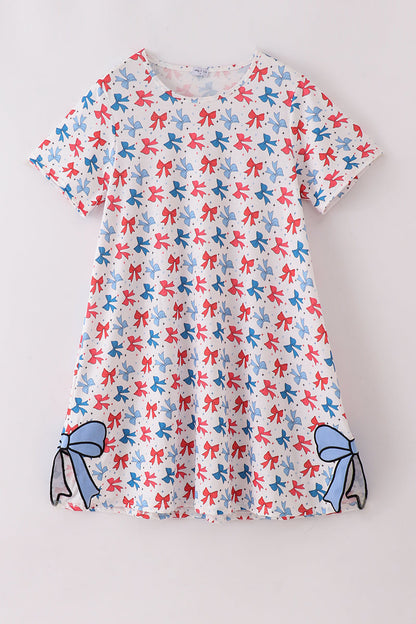 Bow applique print mom&me dress - Cloudling Kids Clothing