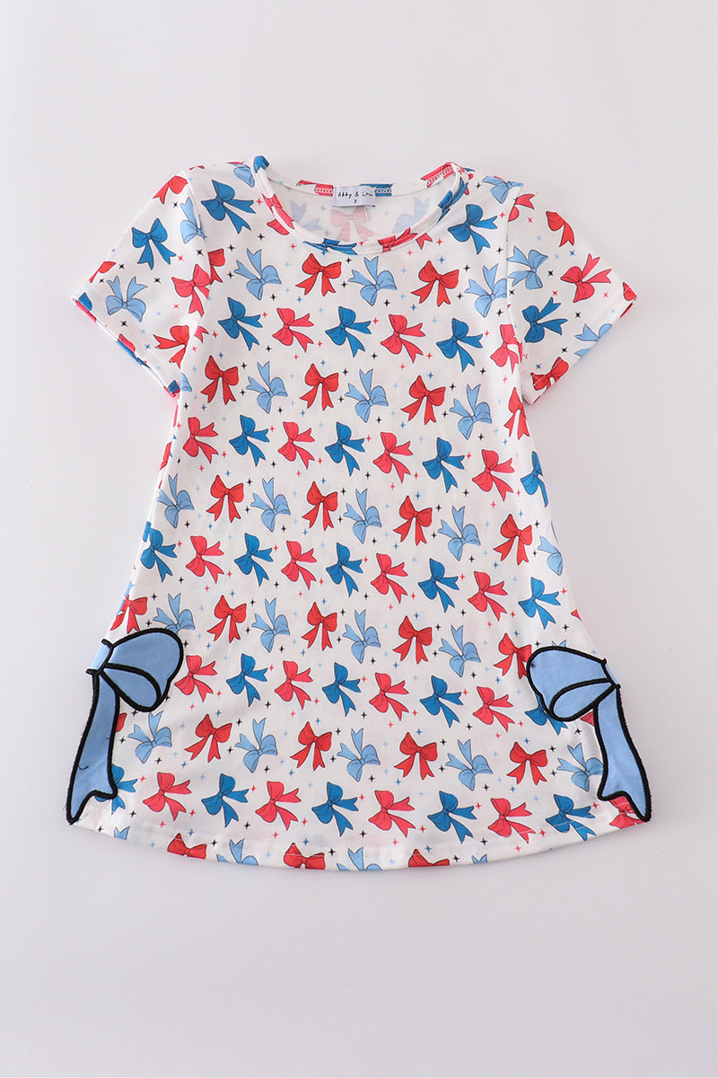 Bow applique print mom&me dress - Cloudling Kids Clothing
