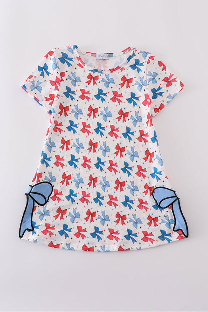 Bow applique print mom&me dress - Cloudling Kids Clothing
