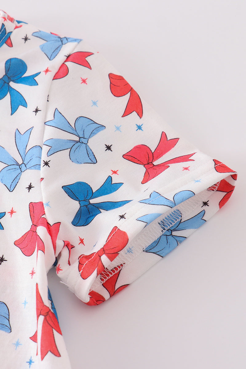 Bow applique print mom&me dress - Cloudling Kids Clothing