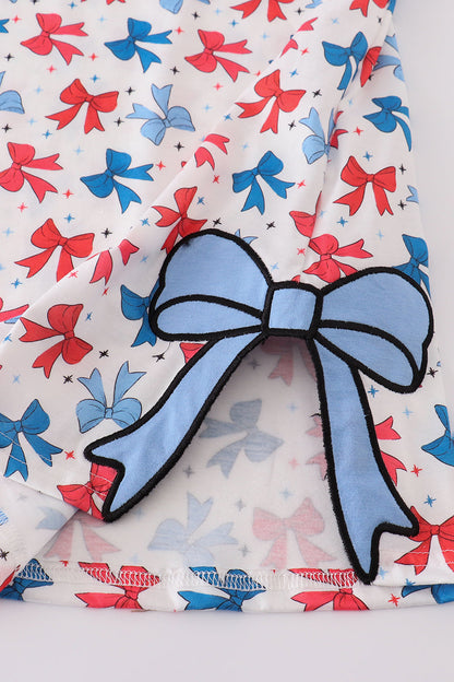 Bow applique print mom&me dress - Cloudling Kids Clothing