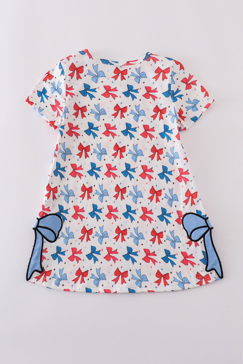 Bow applique print mom&me dress - Cloudling Kids Clothing