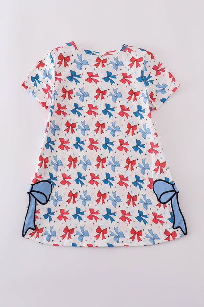 Bow applique print mom&me dress - Cloudling Kids Clothing