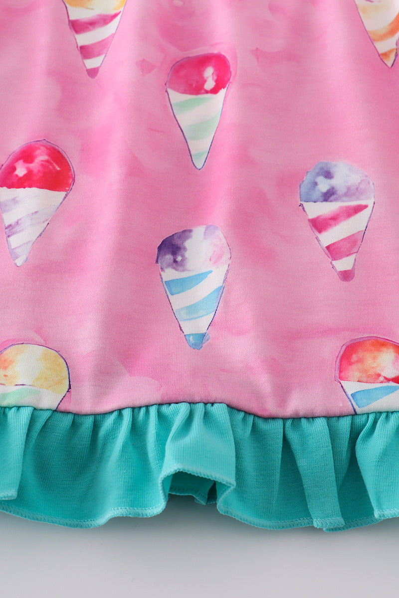 Pink ice cream print bloomer set - Cloudling Kids Clothing