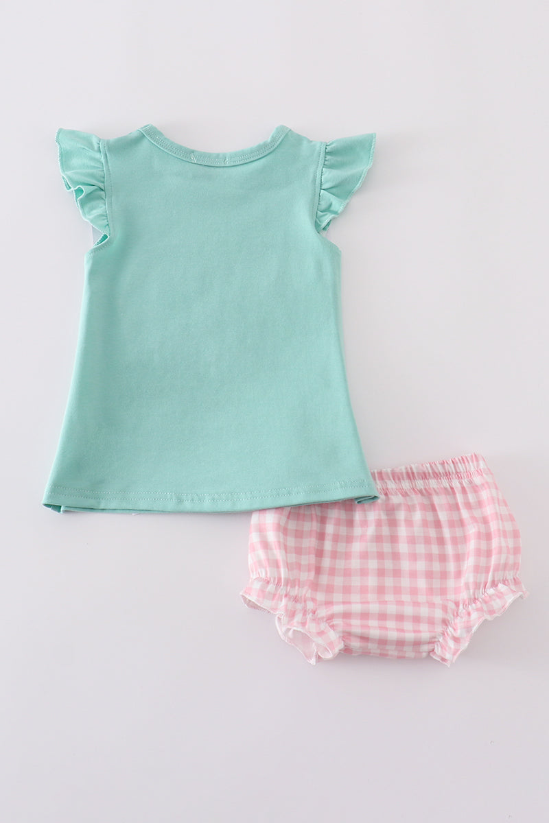 Green camper applique bloomer set - Cloudling Kids Clothing