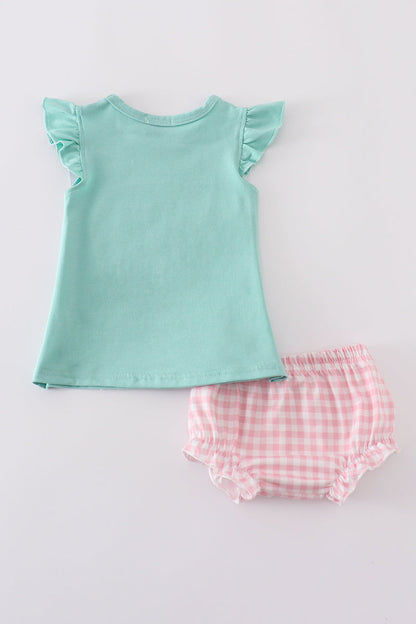 Green camper applique bloomer set - Cloudling Kids Clothing