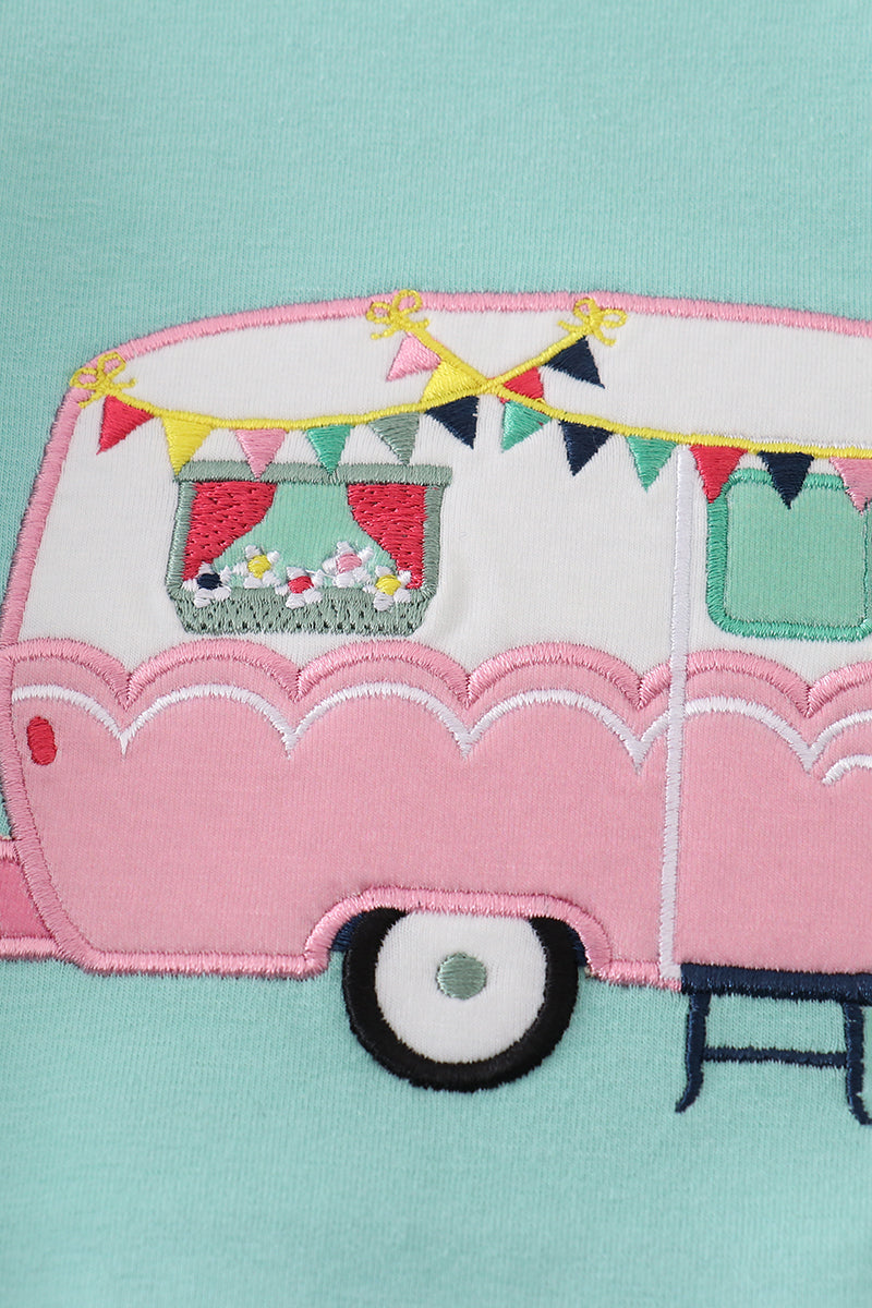 Green camper applique bloomer set - Cloudling Kids Clothing