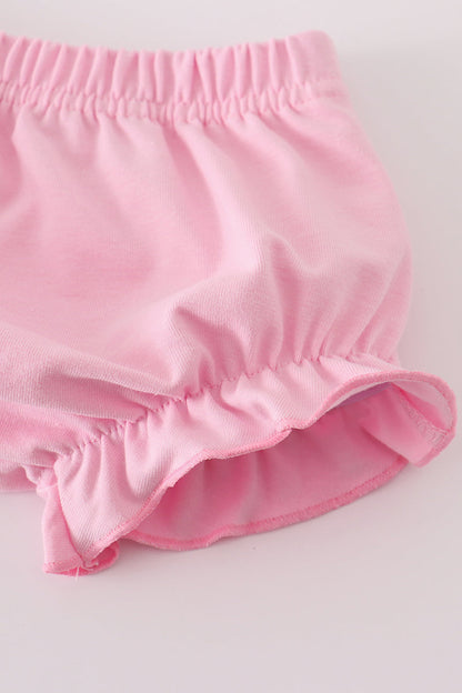 Floral flamingo embroidery smocked bloomer set