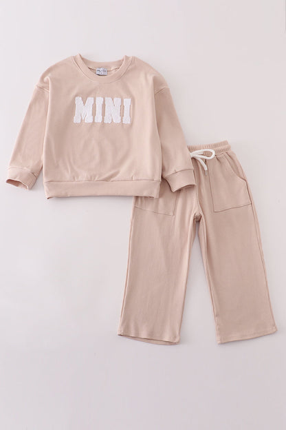 Cream MINI french knot pants set