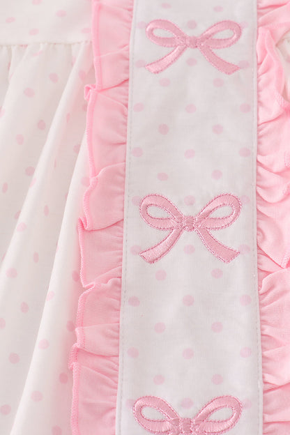 Pink bow embroidery dot bloomer set