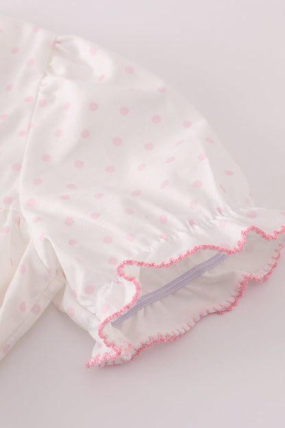 Pink bow embroidery dot bloomer set