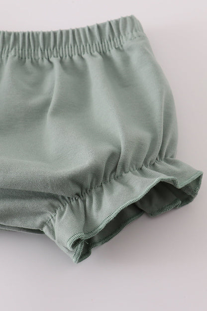 Sage lace ruffle bloomer set