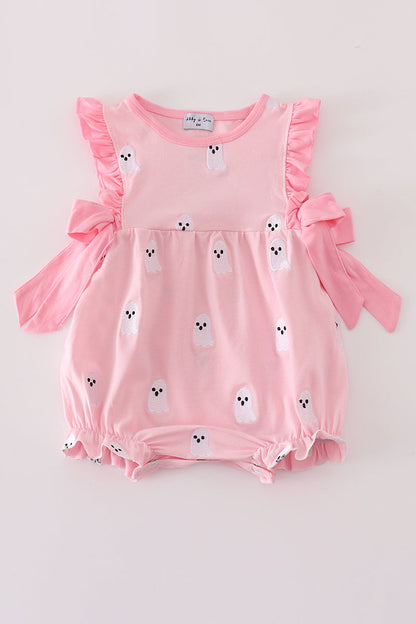 Pink ghost embroidery ruffle bubble