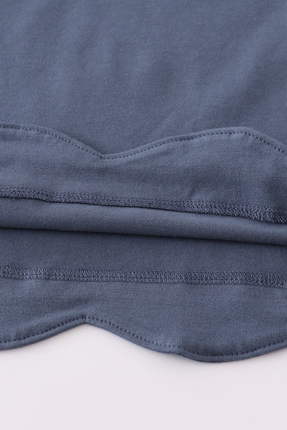 Navy hunting embroidery ruffle pants set