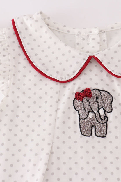 Alabama polka dot elephant french knot ruffle pants set