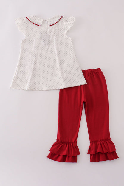 Alabama polka dot elephant french knot ruffle pants set