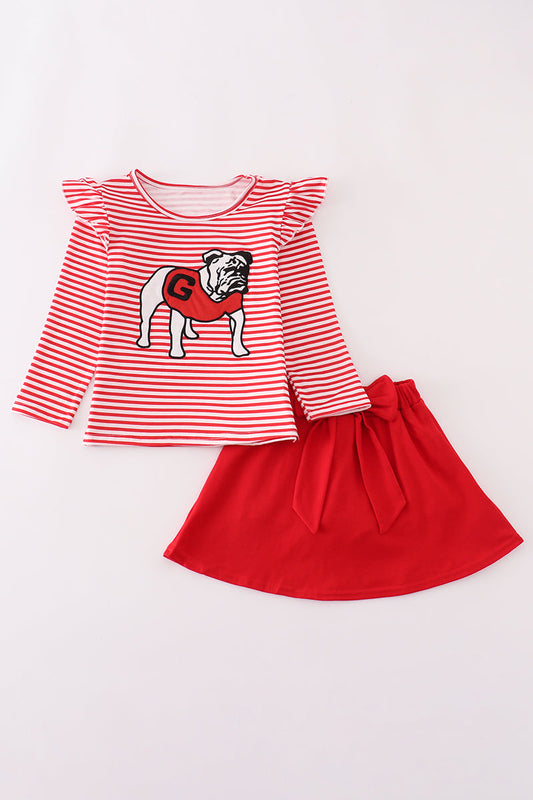 Georgia embroidery stripe skorts set