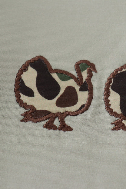 Sage camouflage turkey applique pants set