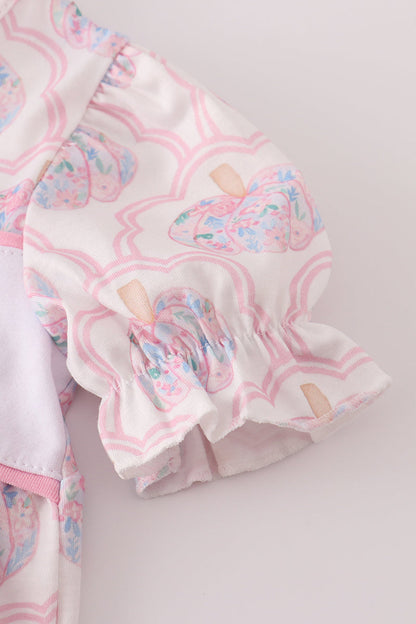 Pink pumpkin embroidery bloomer set