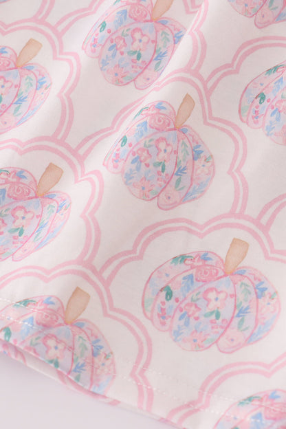 Pink pumpkin embroidery dress