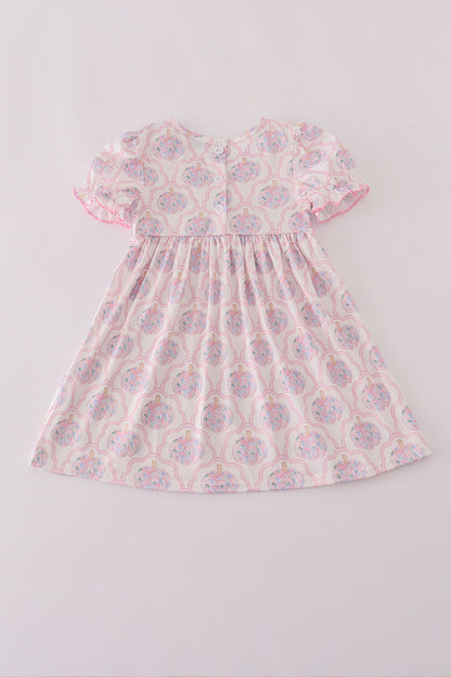 Pink pumpkin embroidery dress