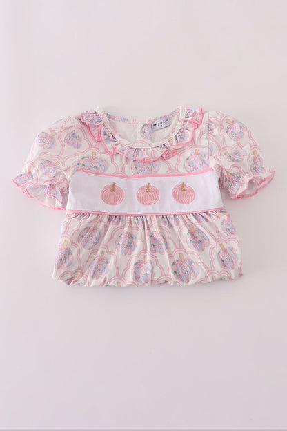Pink pumpkin embroidery dress