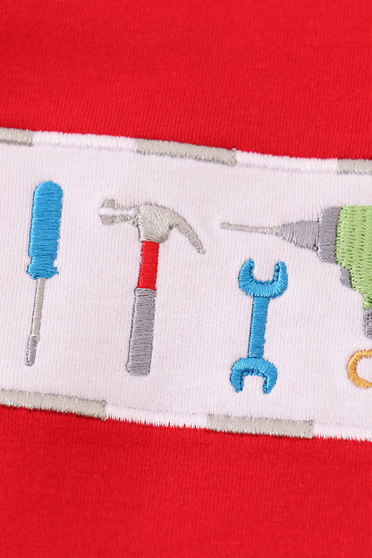 Red toolbox embroidery top