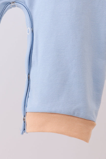 Blue turkey embroidery romper