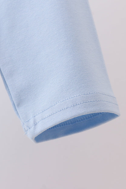 Blue turkey embroidery top