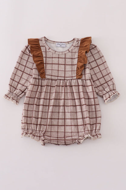 Brown plaid ruffle bubble
