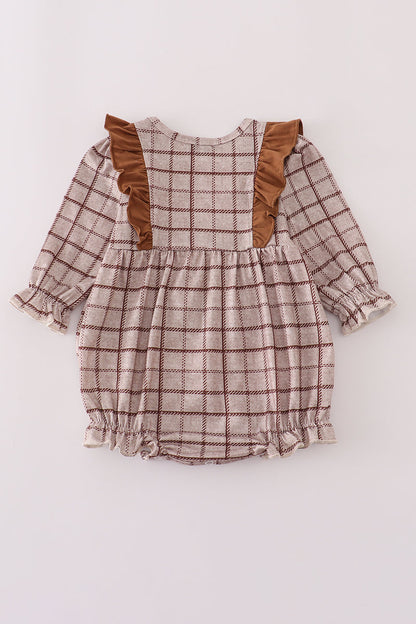 Brown plaid ruffle bubble