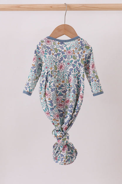 Blue floral blessed embroidery gown
