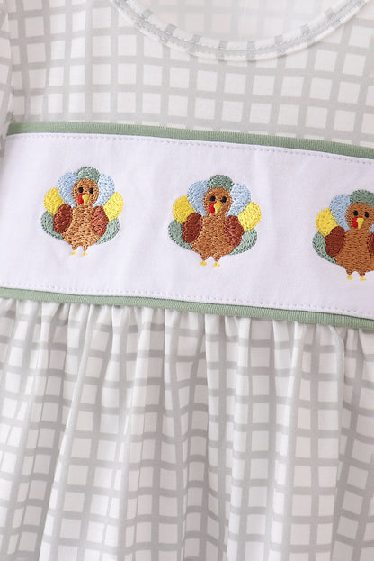 Green turkey embroidery ruffle bloomer set