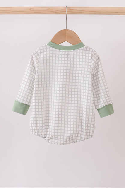 Green turkey embroidery gingham bubble