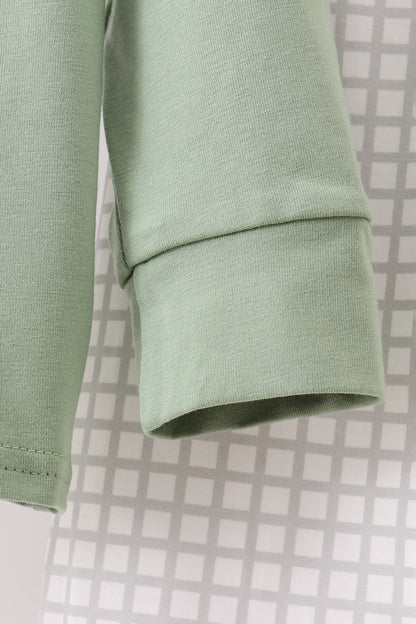 Green turkey embroidery gingham pants set