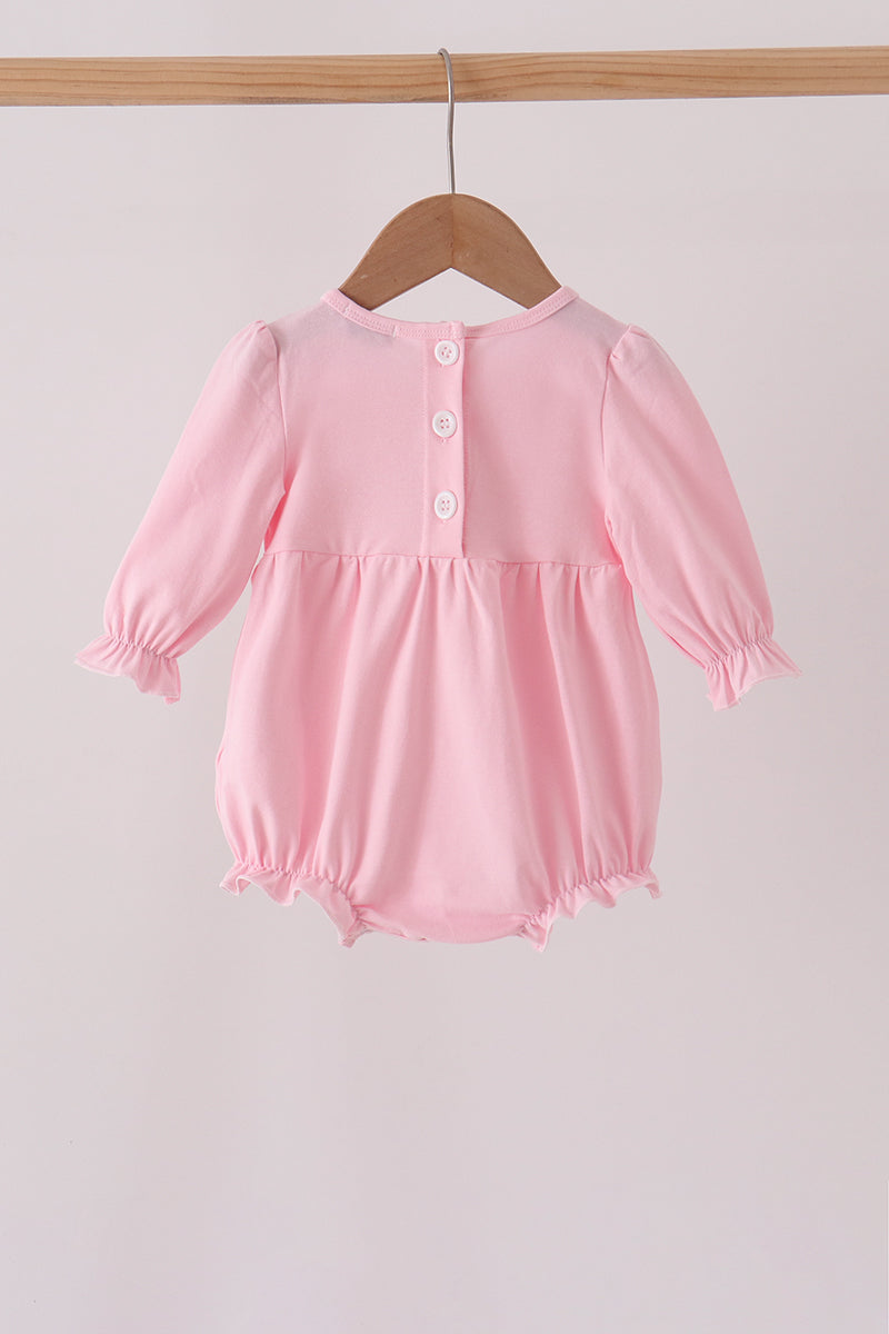 Pink Lil sister embroidery ruffle bubble