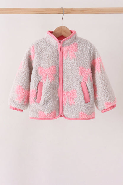 Pink bow fleece jacket