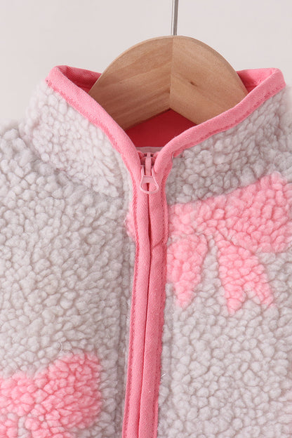 Pink bow fleece jacket