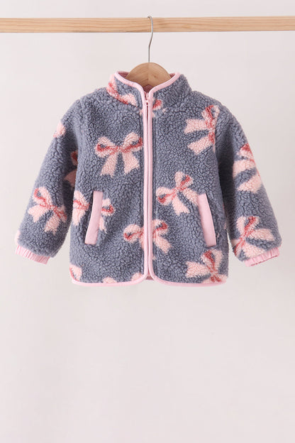 Blue bow fleece jacket