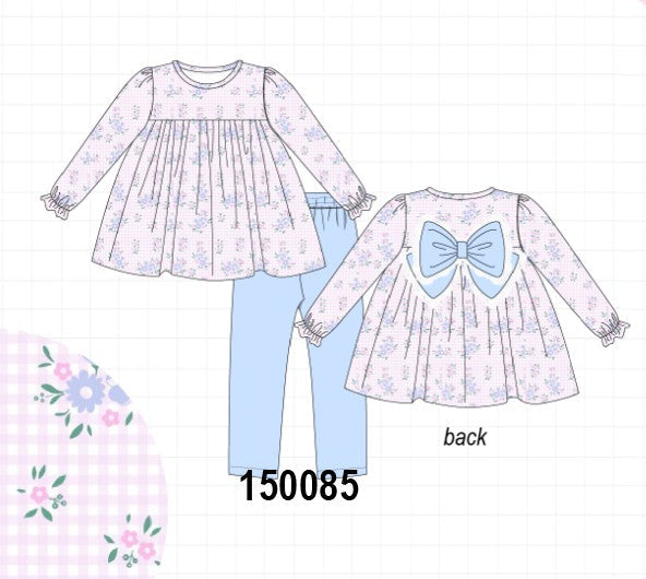 Pink floral bow pants set