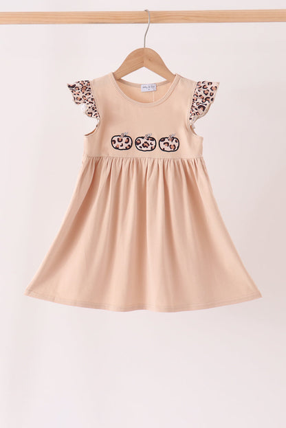 Leopard pumpkin applique dress