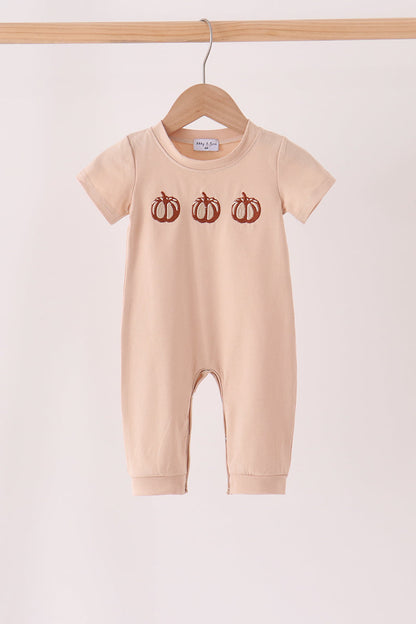 Leopard pumpkin embroidery romper