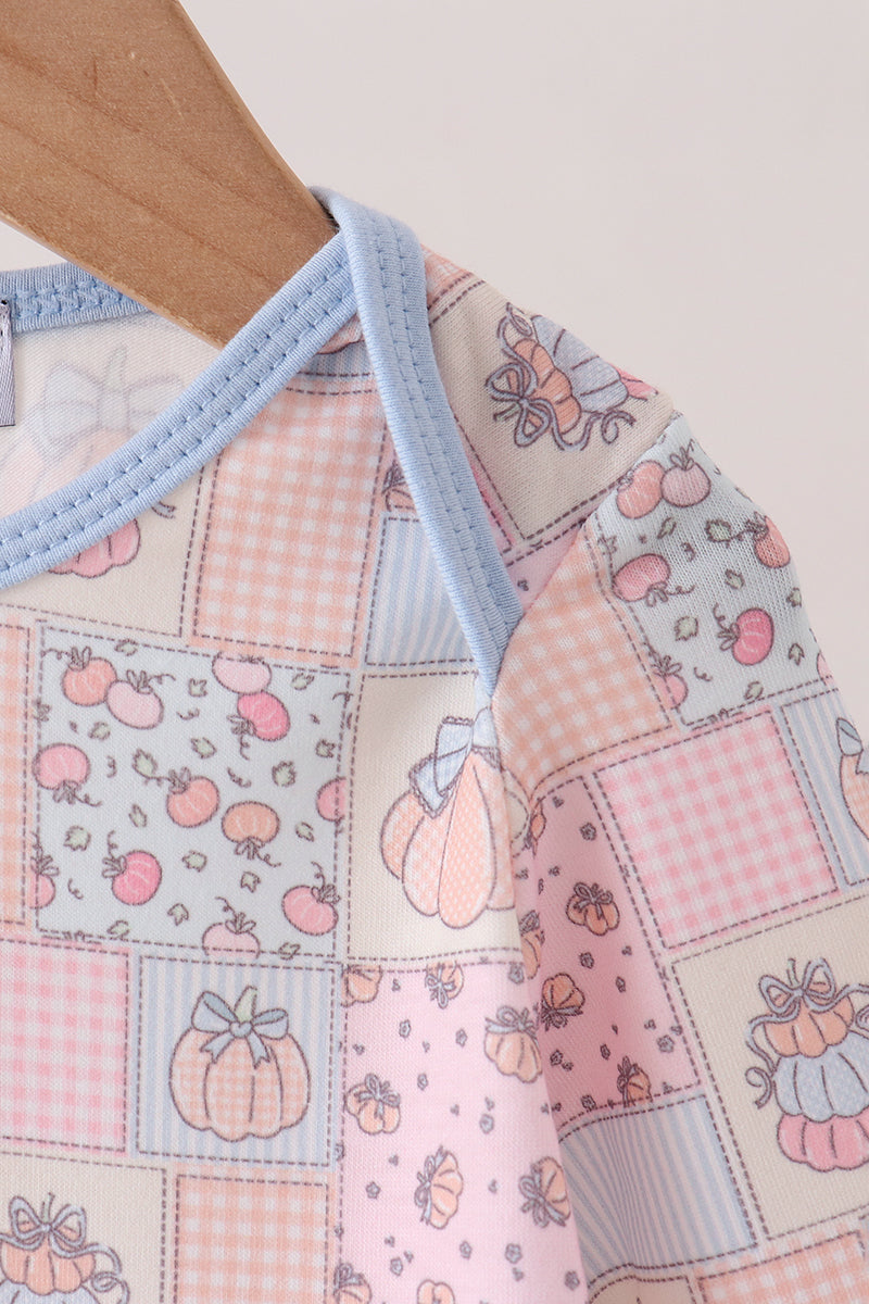Pink pumpkin ruffle romper