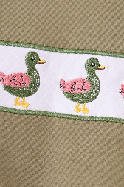 Green mallard embroidery pants set