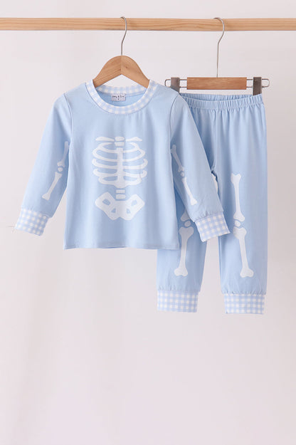 Blue skeleton print pants set