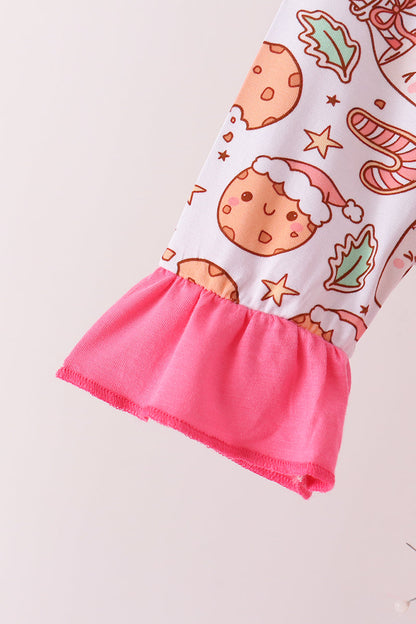 Pink milk cookie bamboo ruffle pajama set